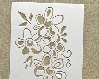 TandiArt Mixed flowers Stencil- art stencil mixed media, art journal, heart ,card making