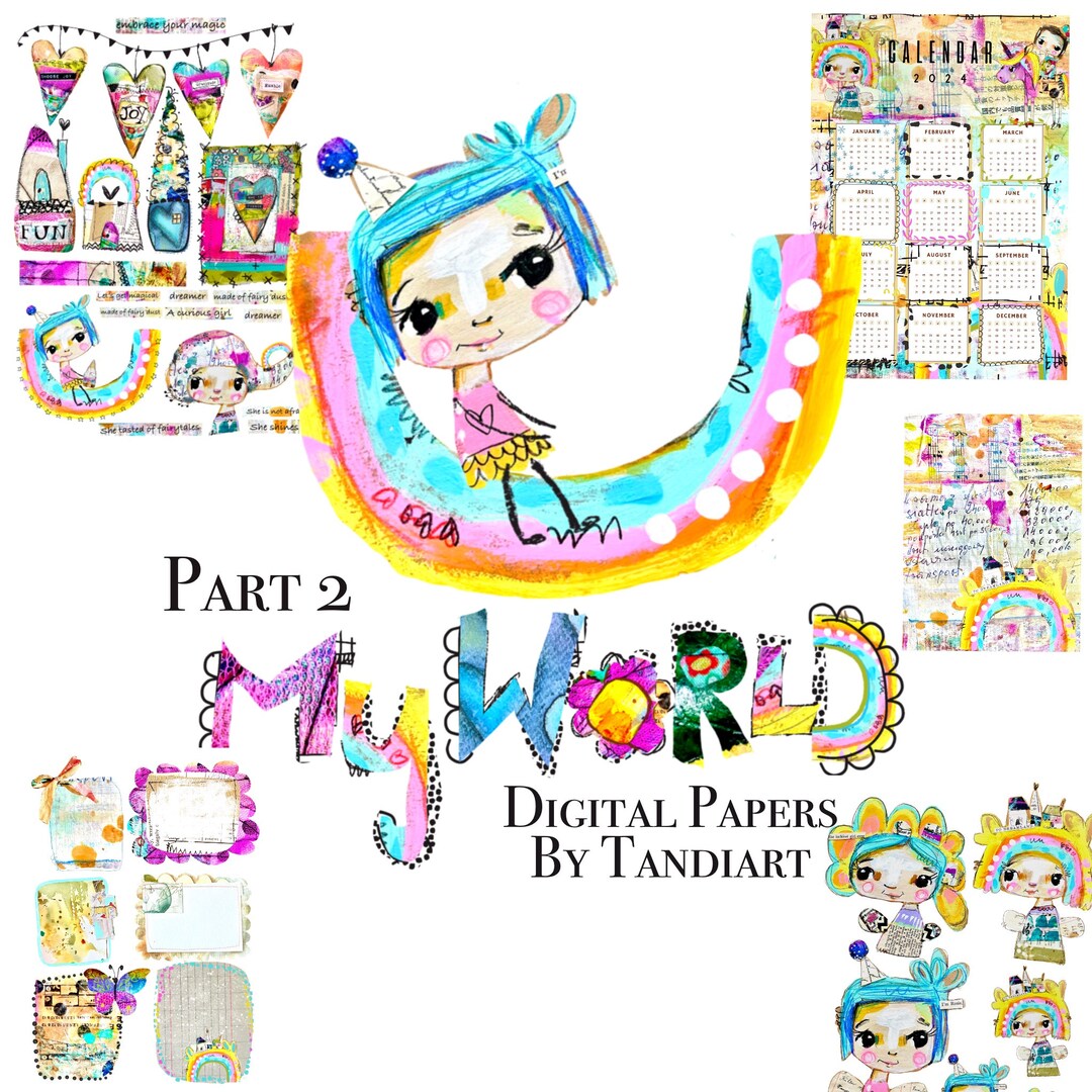 My World Part 2 - A4 Digital Scrapbook Collage Sheets, Printables, for ...