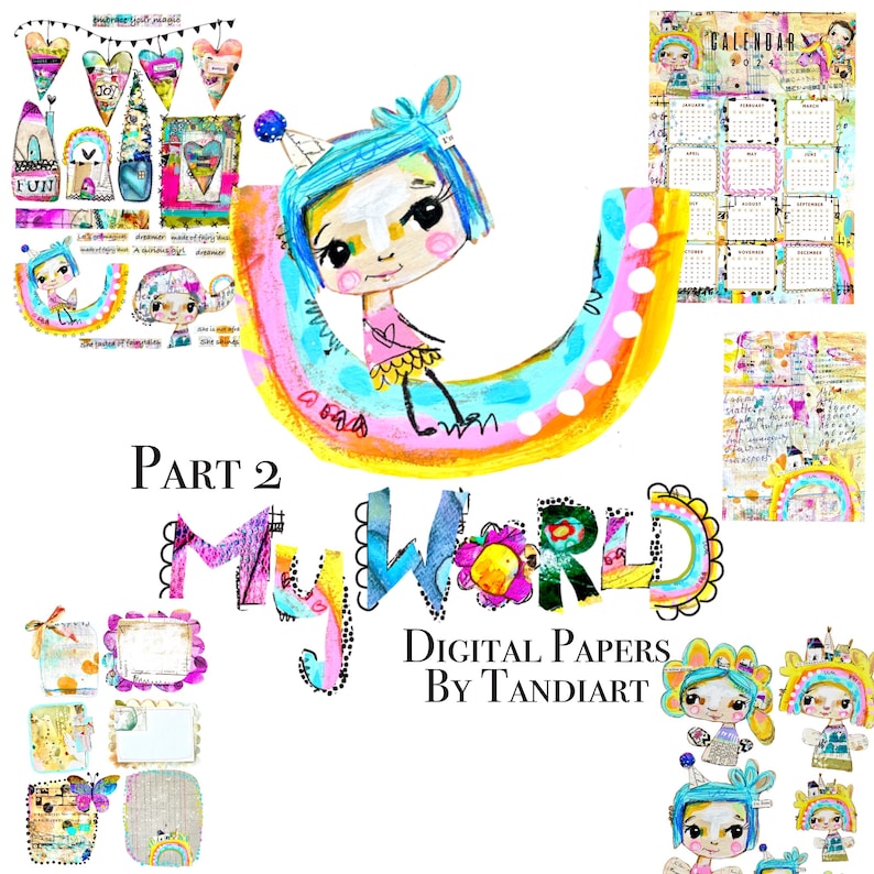 My World Part 2 - A4 Digital Scrapbook Collage Sheets, Printables, for ...