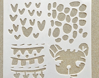 TandiArt Mixed Stencil- art stencil mixed media, art journal, heart ,card making