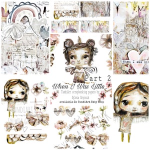 Als ich klein war... part2 A4 digitale Scrapbook Collage Sheets, Printables, zum Herunterladen, digitale Kunst, Kartenherstellung, Fee, boho, bunt