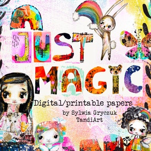 Just Magic - cyfrowe arkusze kolażu do scrapbookingu A4, do wydrukowania, do pobrania, sztuka cyfrowa, tworzenie kartek, wróżka, boho, kolorowe