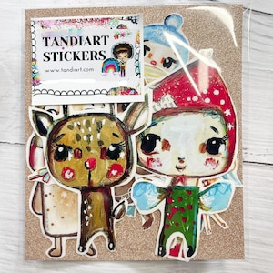 Pack d'autocollants Nez rouge TandiArt, autocollants de fées, illustrations, autocollants pour agenda, peluche, cerf, autocollants d'hiver, art de Noël