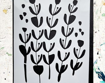 TandiArt Floral 1 Stencil- plantilla de arte técnica mixta, diario de arte, corazón, fabricación de tarjetas