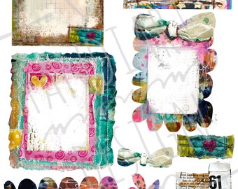 Whimsy Notes 2-digital image for papercraft, a printable image, collage sheet, craft project, digital image, fairy