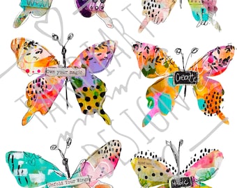 Butterfly quots-digital image for collage, jpg, png, papercraft, a printable image, art journaling, fairy girl, collage sheet, wall art