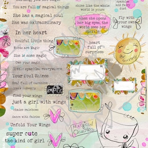 Fairy Quots - imagen digital para papercraft, citas de cartón, scrapbooking, una imagen imprimible, decoración de guardería, tarjetas de hadas, hoja de collage