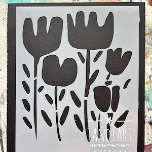 TandiArt Floral 2 stencil-art stencil mixed media, art journal, hart, kaarten maken