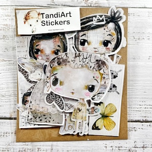 TandiArt Sticker Pack Dear Girl -feeënstickers, illustraties, plannerstickers, houtcollectie