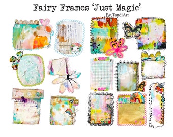 Fairy Frame Just Magic digitales Bild für Collage, Papercraft, ein druckbares Bild, Art Journaling, Fee Mädchen, Collage Sheet, Wandkunst