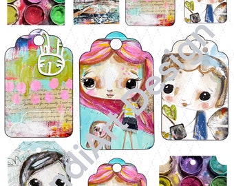 Fairy Tags no 2 digital image for papercraft, a printable image, collage sheet, craft project, digital image, fairy