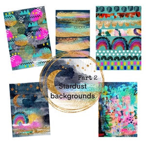 Stardust Hintergrund Teil 2 - A4 digitale Collage Blätter, Druckbares, zum Herunterladen, digitale Kunst, Kartenherstellung, Fee, boho, bunt