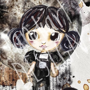 Moonlight- Wednesday , digital image for papercraft, a printable image, collage sheet, craft project, digital image, fairy