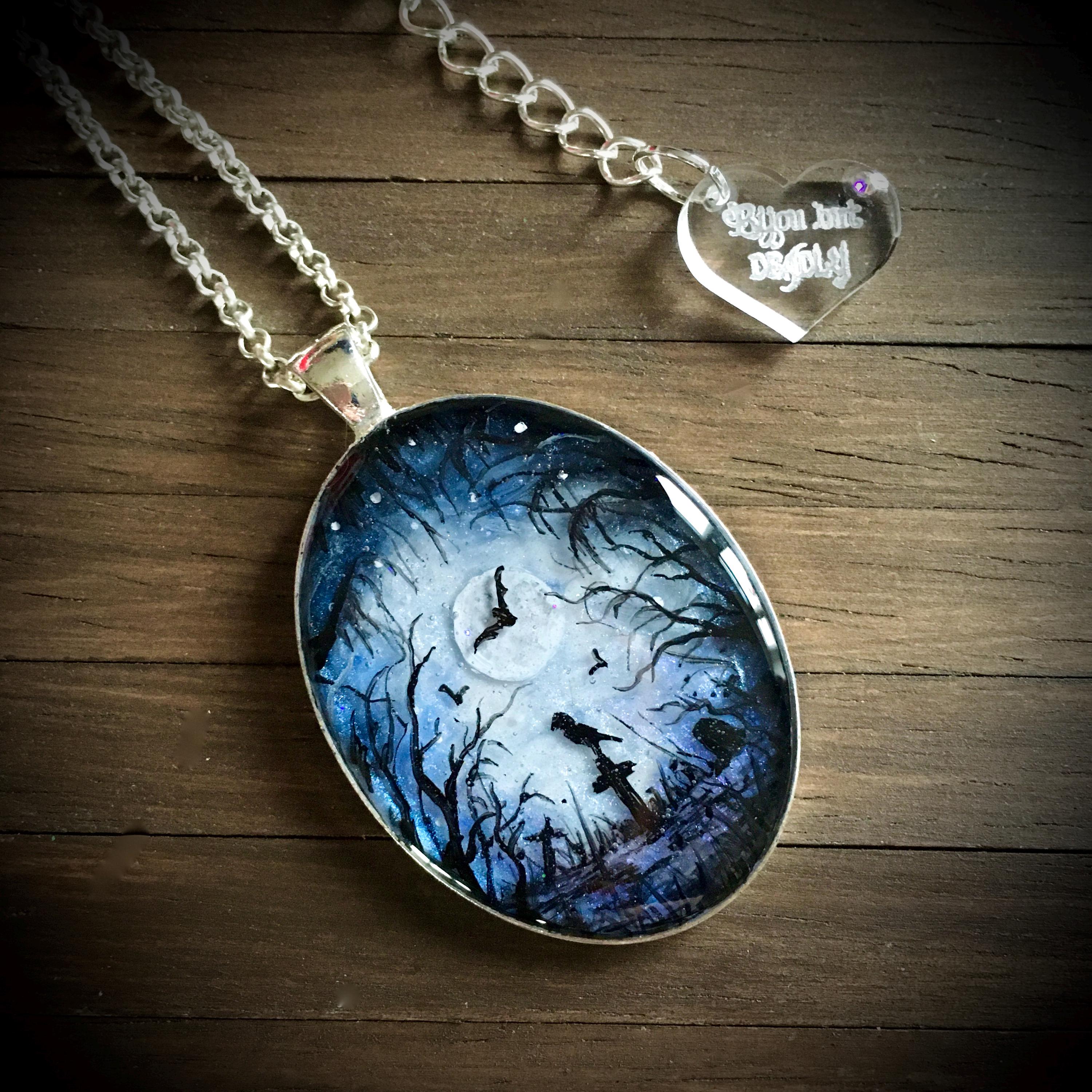 ★MIDNIGHT MOMENT.★ forest necklace Night Forest Fir Starry Sky Pendant Necklace Sterling Silver