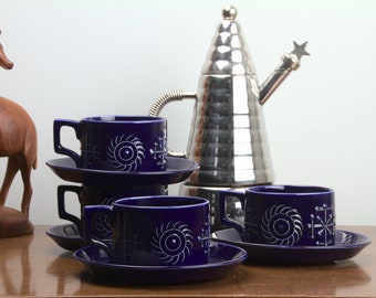 Portmeirion Pottery Totem Cups and Saucers Susan Williams-Ellis