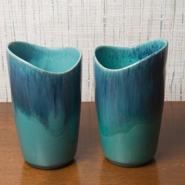 Pair of Mid Century Vases in Blue glaze 904