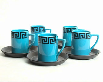 Greek Key Portmeirion coffee Cups Susan Williams-Ellis