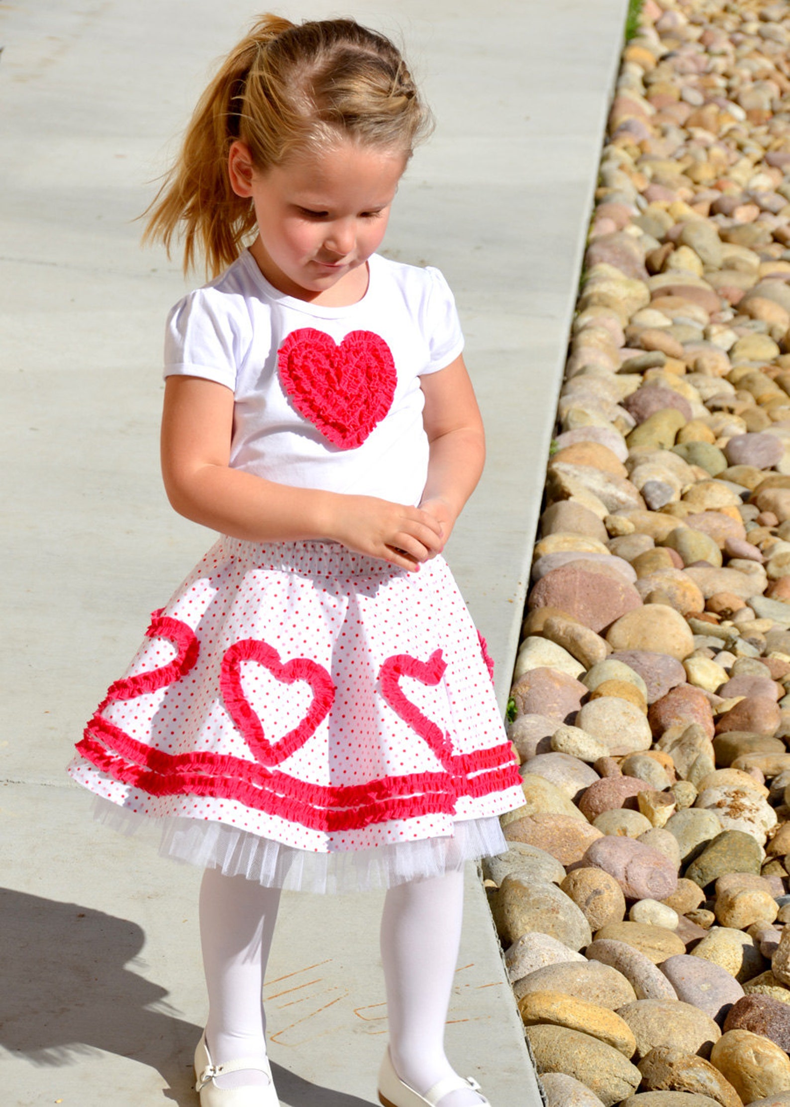 Valentine Heart Circle Skirt Pattern Girls Toddler Dress Etsy