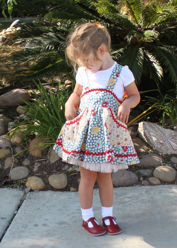 Vintage school jumper skirt suspenders pdf sewing pattern girl Etsy