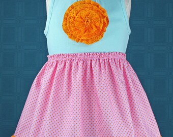 Baby girls toddler t-shirt dress pdf pattern Easter dress RUFFLED ROSETTE