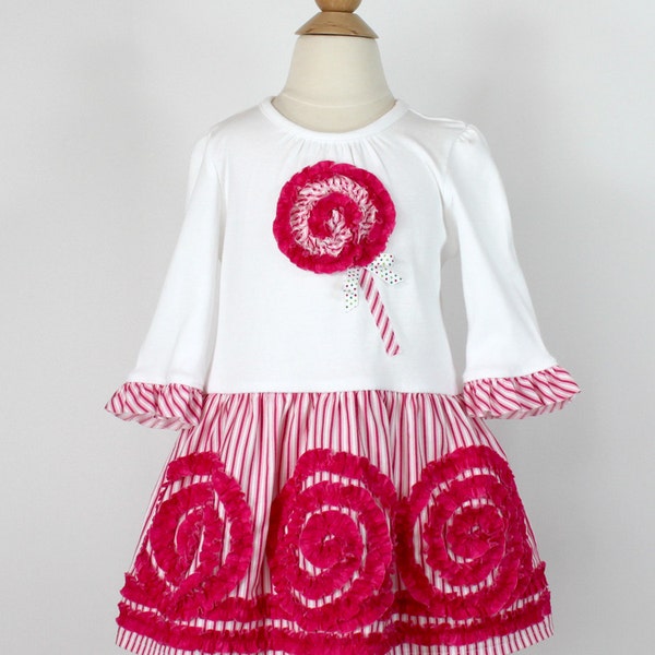 Modèle de robe de Noël pour filles, modèle de robe de Noël pour tout-petits, pdf, volants, sucette rosette à volants SWIRLY Q