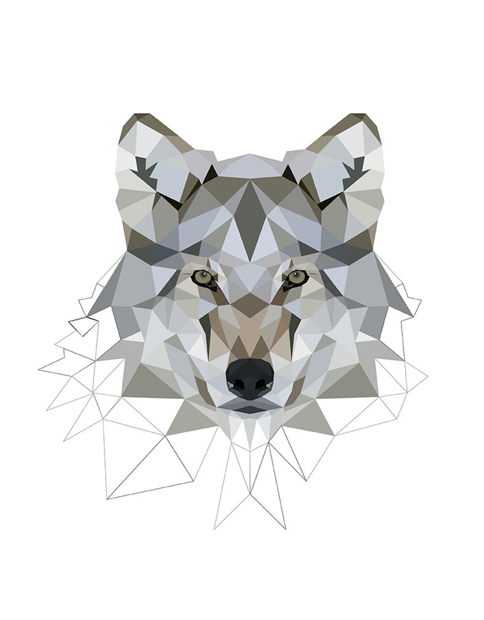 Grey Wolf art print Geometric Wolf art art print Art Etsy