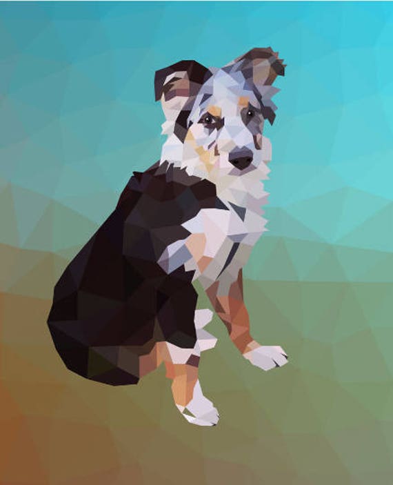 Geometric dog print dog art Art print Abstract art Etsy