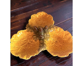Vintage 1987 Italy 3-section mustard gold ceramic tray
