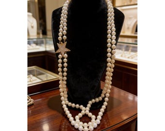 Vintage Joan Rivers 30" double strand and nodded pearls