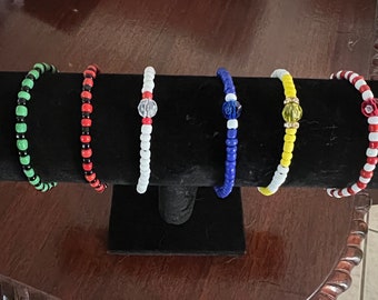 Orishas inspired bracelets. Set of 6; obbatala, yemaya, oshun, chango, elegua and oggun.