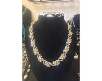 Vintage CORO Necklace, 17 Inch Faux Pearl Choker Clasp Jewelry