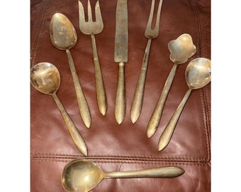 Vintage Brass 8 Piece Serving Set flatware