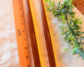 Vintage lucite amber candlesticks, set of two