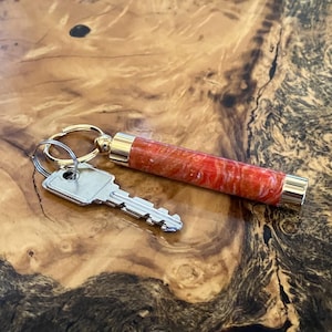 Spicy Carrot Sparkle Keychain with Hidden Compartment Good for Use as Needle Case, Toothpick Holder, or Pill Case