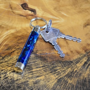 Blue and Green Chip Keychain with Hidden Compartment Good for Use as Needle Case, Toothpick Holder, or Pill Case