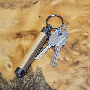 Lignum Vitae Wood Keychain with Hidden Compartment Good for Use as Needle Case, Toothpick Holder, or Pill Case