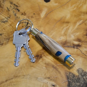 Mystery Wood and Resin Keychain with Hidden Compartment Good for Use as Needle Case, Toothpick Holder, or Pill Case