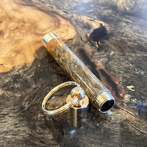 Caramel Sparkle Keychain with Hidden Compartment Good for Use as Needle Case, Toothpick Holder, or Pill Case