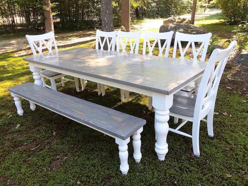 DINING SET Farmhouse Dining Table Bench and Chairs Etsy