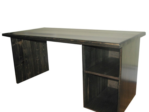 Computer Desk Farmhouse Rustic Modern Ebony Custom Made Etsy