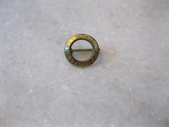 Gold Top Tie Tack Pin with Matte Floral Layover, C