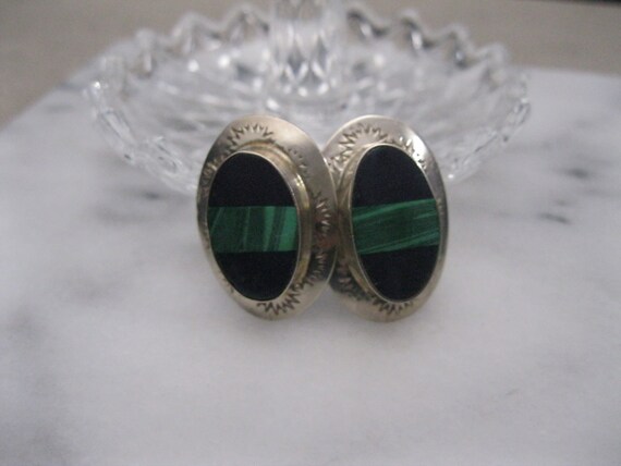 Malachite Corde Style Accents 4-Points 925 Sterling Silver Dangle Boucles d/'oreilles