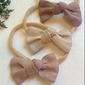 Natural Headbands, Natural Hair Bows, Natural Baby Bows, Linen Headbands, Linen Hair Bows, Baby Bows, Knot Headbands, Girls Hair Bows