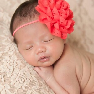 Coral Flower Headband, Coral Baby Headbands, Coral Newborn Headbands, Coral Headbands, Headband Coral, Coral Photography Props