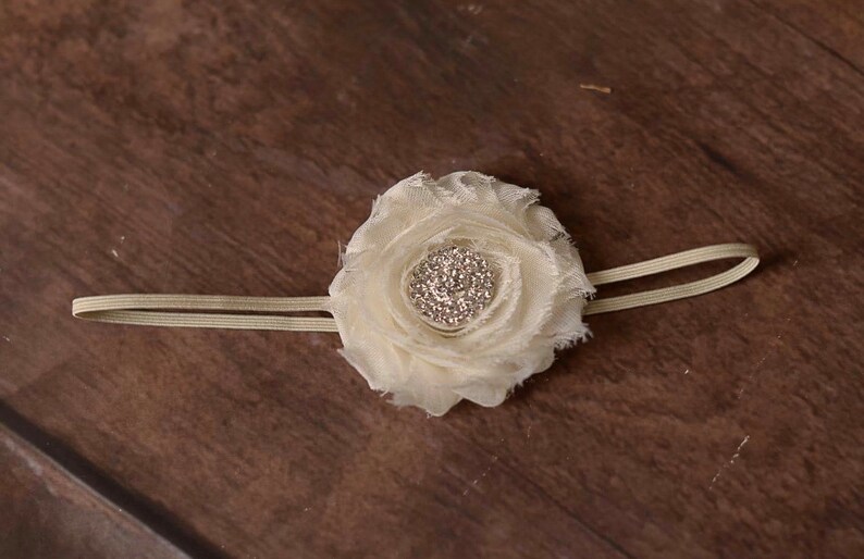 Ivory Shabby Headbands Ivory Flower Headband Ivory Baby Headband Ivory Flower Headbands Baby Headbands Newborn Headbands