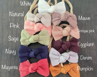 Magenta Linen Baby Bow: Knotted Headband, Newborn-Teen