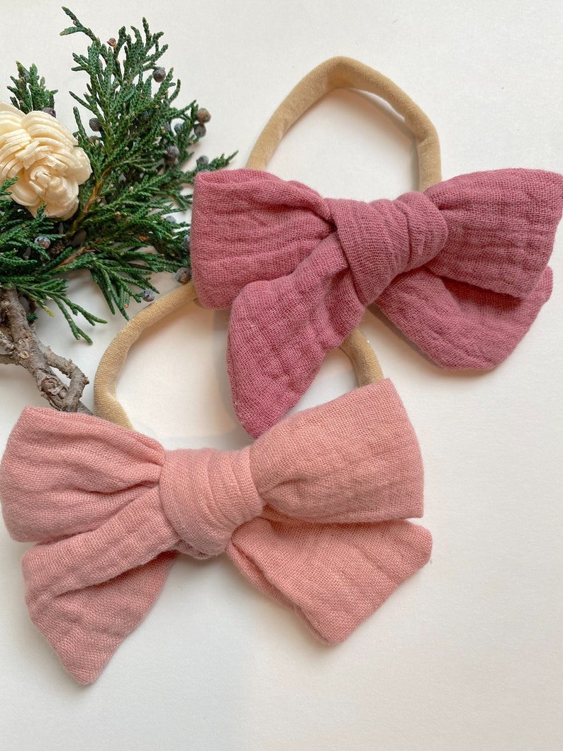 Antique Pink Headbands, Antique Pink Hair Bows, Baby Headbands, Antique Pink Bows, Baby Hair Bows, Antique Pink Headbands, Baby Bows image 7