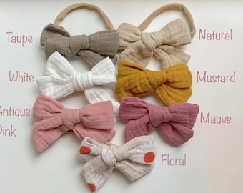 Cotton Knot Bow Baby Headband, Newborn-Preteen Nylon Headband