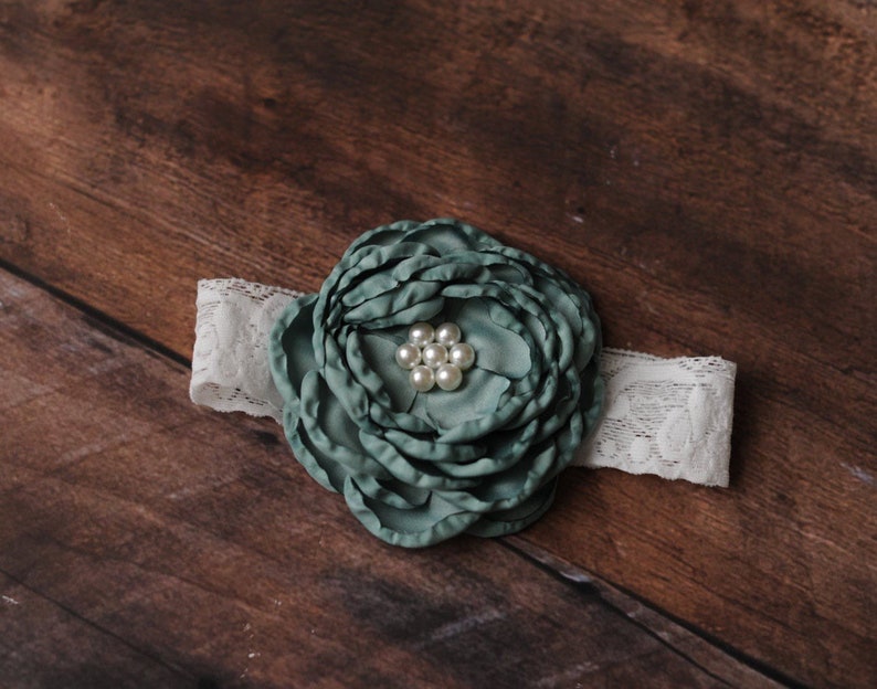 Green Baby Headbands Green Headbands Sage Green Baby Etsy