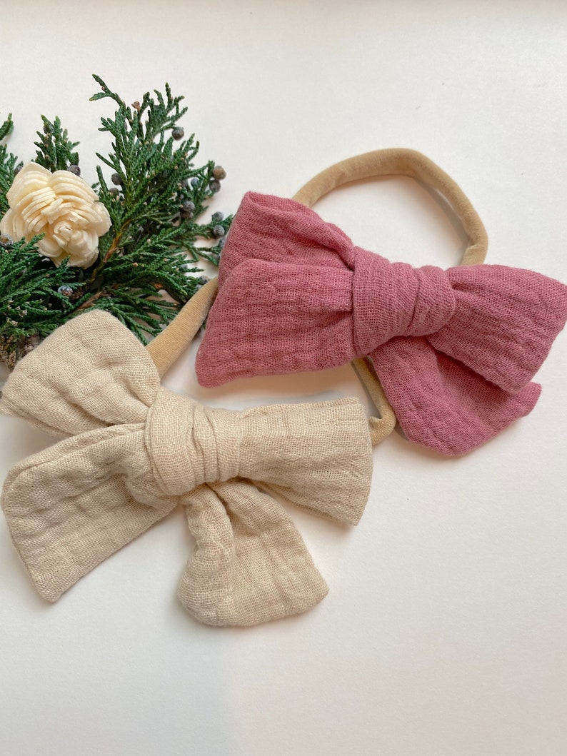 Antique Pink Headbands, Antique Pink Hair Bows, Baby Headbands, Antique Pink Bows, Baby Hair Bows, Antique Pink Headbands, Baby Bows image 2